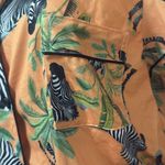 Orange Zebra Print Pajama Set woman size Large button up pocket elastic shorts Photo 2