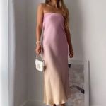 ZARA Strapless Satin Midi Dress Photo 2
