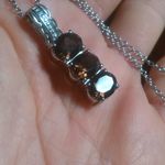 Brazilian Smokey Quartz Three Stone Stainless Steel Pendant Necklace Photo 13