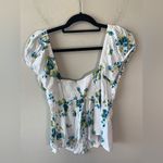 Free People  Floral smocked puff sleeve top size L‎ Photo 2