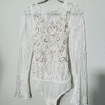 Free People NEW Intimately Ready To Party Ivory White Lace Sequin Bodysuit Sz Md Photo 13