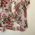 Windsor Cream Ivory Pink Floral Sheer Short Sleeve Oversized Kimono Cardigan Top Photo 4