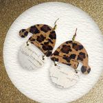 "Sparkling Santa: Handmade Metallic Leather Santa Cork Earrings Photo 0