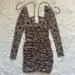 I am gia I.AM.GIA Dress Colette Long Sleeve Mesh Mini Ruched Bodycon Snakeprint XS Photo 2