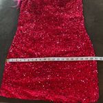 Women’s Pink Short Feather & Sequin One Shoulder Prom Party Dress Size 14 *READ Pink Photo 11