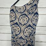 House of Harlow Ruched One Shoulder Bodycon Midi Dress Blue Beige Size Large Photo 7