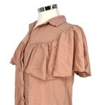 Downeast Pink Ruffled Button-Down Blouse Short Sleeve Size Medium Photo 3