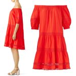 Kate Spade  Broom Street Cotton Poplin Tiered Dress Cherry Pepper Red Size Small Photo 7