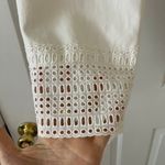 Ann Taylor Size 12 White Crop Ankle Pants with Eyelet Lace Hem Photo 3