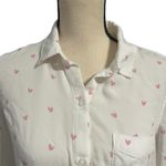 Rails Women's White Pink Heart Love Valentine Boxy Button Down Blouse Shirt Sz S Photo 1
