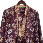 Dip Brand Women Tunic Top XL Maroon Babydoll Floral Boho Festival‎ Peasant Red Photo 3