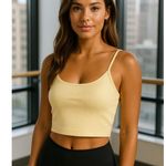 Old Navy  Ribbed Crop Top Yellow Bralette Bougie Summer L Barre Workout Beach Y2K Photo 1