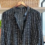 Rachel Zoe  100% Silk Dalton Leather Trim Print 1/2 Placket Blouse Top, 6 Photo 8