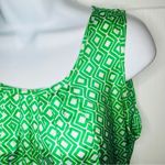 Jules & Leopold Geometric Satin Sleeveless Layering Top Smocked Waist Green S Photo 2