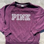PINK - Victoria's Secret Victorias Secret PINK Burgundy Purple Rhinestone Crewneck Sweater Size Small Photo 1