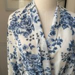 Victoria's Secret Vintage 80s Victoria’s Secret Blue White Floral Chiffon Long Robe M Photo 5