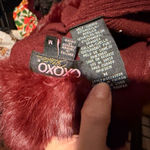 XOXO Vintage Bolero Burgundy Rabbit Fur Trim Cardigan crop eye wine Photo 3