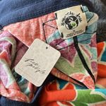 Free People NWT  Floral Striped Collared On A Boat Boxy Crop Polo Shirt Photo 5