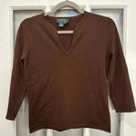 Ralph Lauren Lauren Black Label Classic Chocolate Brown Silk Top Size 0Petite 0P Photo 5