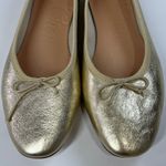 J.Crew Womens Metallic Gold Leather Ballet Flats Bow Round Toe Slip On Shoes 8.5 Photo 4