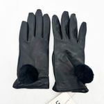 UGG Women's Leather Pom Glove in Black Size Medium NEW Photo 0