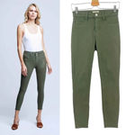 L'Agence  Margot High-Rise Coated Skinny‎ Jeans Olive Green Size 25 Photo 1