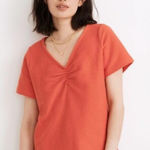 Madewell Ottoman Jacquard Ruched-Front Top Textured Ribbed Material Size: XS Photo 0