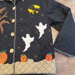 New Direction Vintage Quilted Beaded Halloween Button Up Jacket Size Medium Black Photo 2
