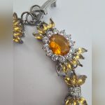 Citrine Silver 925 Crystal Flower Bracelet Gold Photo 4