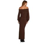 New! Favorite Daughter Irene Sweater Off the Shoulder Maxi Dress Brown Size XL Photo 4