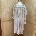 H&M LONG LINEN STRIPED SHIRT DRESS BUTTON DOWN BLUE WHITE LONG SLEEVES SZ LARGE Photo 9