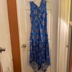 MELLODAY  Blue Floral Asymmetrical Midi Skirt Photo 5