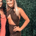 BLACK Bandage Cross Halter Bodycon Dress Size L Photo 1