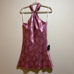Lulus Got the Key Mauve Satin Floral Jacquard Halter Slip Mini Dress Size M Photo 4
