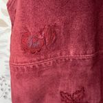 Vtg I.V.Y Burgundy Suede & Ribbed Knit Zip Vest Floral Embroidered Size M Red Size M Photo 3