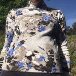 Macy's Black Floral Mock Turtle Neck Top Photo 3