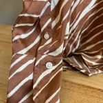 A New Day  Women's Brown Zebra Print Satin Button Down Shirt - Size Small - NWT Photo 5