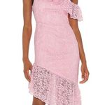 Majorelle  White Lace One Shoulder Asymmetric Ruffle Bridal Midi Dress Small Photo 6