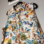 st. john's bay Sleeveless Button Up Collared Tropical Collared Cotton Size XXL Vacation Photo 2