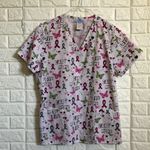 Sb Scrubs Care Heal Love cancer hope awareness butterflies hearts scrub top size M Photo 1