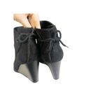 Madeline Girl Black Suede Wedge Ankle Boots with Zipper Women's Size 8.5 Fall Photo 4