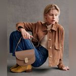 Sézane  Terry Jacket Gold Buttoned Camel Suede Goat Leather FR 34 NWT Photo 9