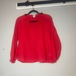 J.Crew  Novelty Artist Top Blouse Hot Pink Swiss Dot Stripes Cotton Size Large Photo 3