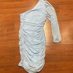 SheIn  SXY One Shoulder Bishop Sleeve Ruched Mesh Bodycon Dress size Med Photo 3