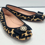 Kate Spade New York Fontana Calf Fur Leopard Ballet Flats Size 8m Black Tan Photo 0