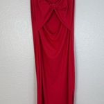 Socialite Red Rib Twist Front Cutout Bodycon Midi Dress size Large Photo 1