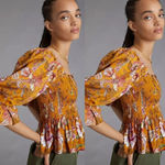 Anthropologie Conditions Apply Smocked Sweetheart Blouse Size Medium NWOT Photo 7