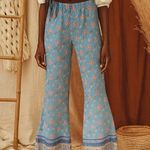 Bohemian Baby Blue Floral Paisley Flare Pants Resortwear Festival Junior's M Size undefined Photo 0