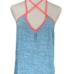 American Eagle Blue & Neon Orange Strappy Flowy Tank Top Photo 0