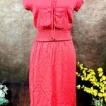 Market & Spruce Neriah Smocked A Line Dress Coral/Red XSP Photo 5